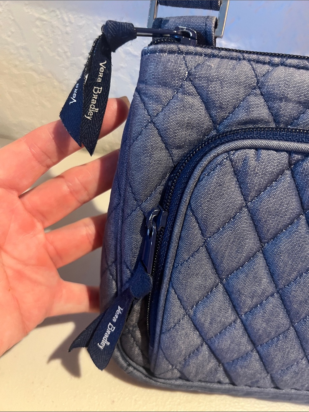 Vera Bradley Little Hipster Quilted Crossbody Shoulder Bag in Navy Denim - Picture 3 of 9